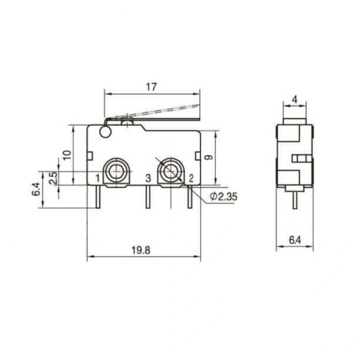 KW4A Micro Switch 3-Pin PCB Tip