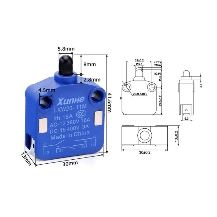 LXW20-11M 8mm Micro Switch 4-Pin - Mıknatıslı