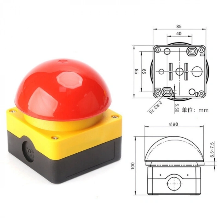 Mantar Başlı Acil Stop Butonu 1NO+1NC - Yaylı Auto Reset