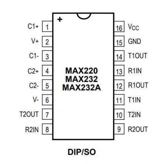 MAX232CWE+ WSOIC-16 SMD RS Seri Protokol Entegresi