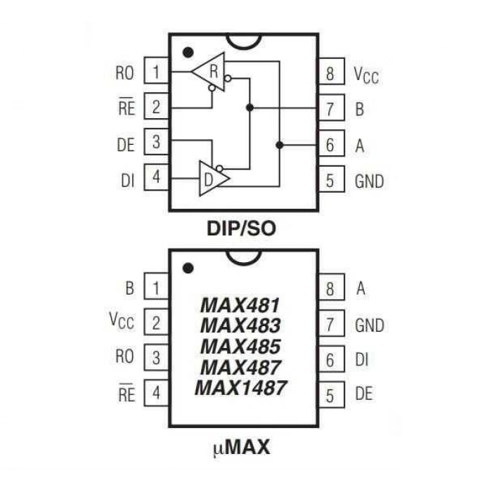 MAX483EPA DIP-8 RS Seri Protokol Entegresi
