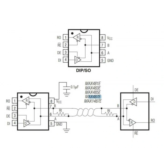 MAX487ESA SOIC-8 SMD Transceiver Entegresi