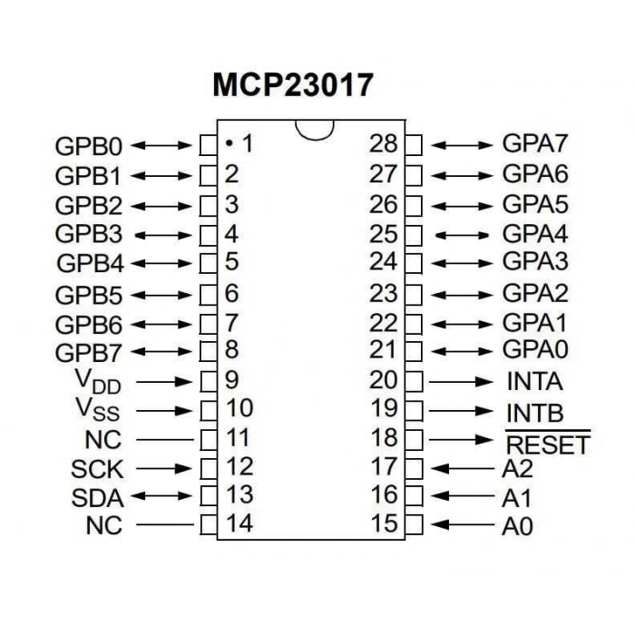 MCP23017-E/SO SOIC-28 I/O Çoklayıcı Entegresi