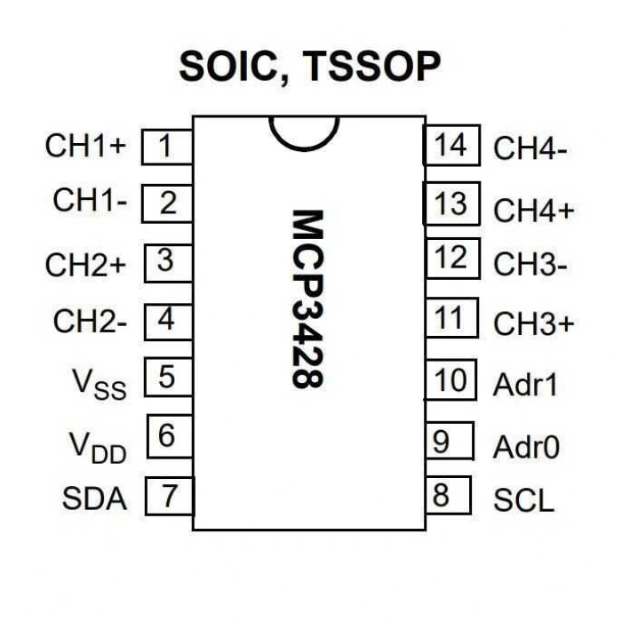 MCP3428T-E/SL SOIC-14 Smd ADC Entegre