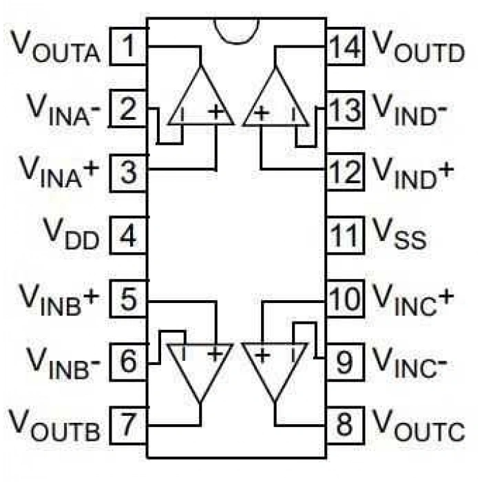 MCP6004-I/SL SOIC-14 Smd OpAmp Entegresi