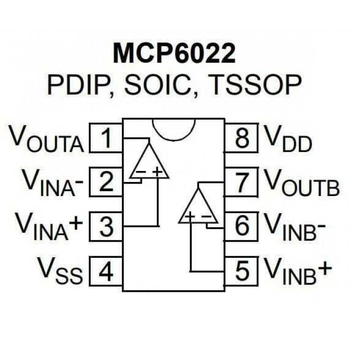 MCP6022-I/P DIP-8 OpAmp Entegresi
