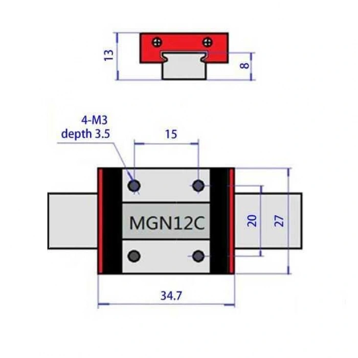 MGN12C Bilyalı Rulman Blok - MGN12C Araba