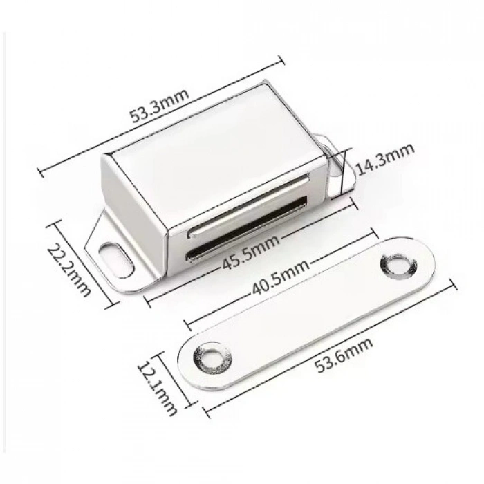 Mıknatıslı Metal Mobilya Kapak Kilidi 36x24x14mm - Krom
