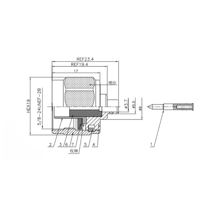 N-JB3 N-Tip Erkek Coaxial Konnektör