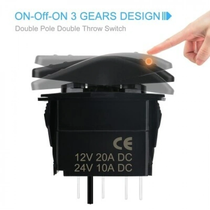ON-OFF Mavi Işıklı Anahtar 5-Pin 12V-24V