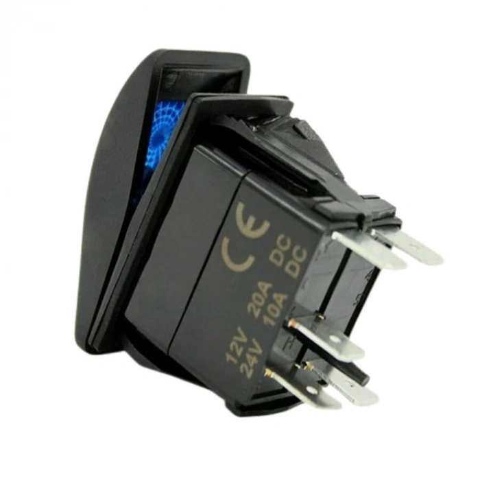 ON-OFF Mavi Işıklı Anahtar 5-Pin 12V-24V - Reverse Camera