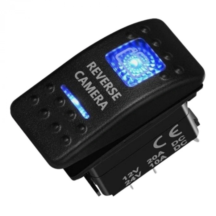 ON-OFF Mavi Işıklı Anahtar 5-Pin 12V-24V - Reverse Camera
