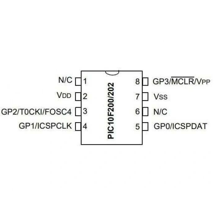 PIC10F200-I/P DIP-8 4MHz Mikrodenetleyici