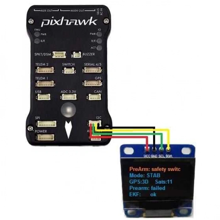 Pixhawk Uyumlu Oled Ekran 0.96 I2C 128x64