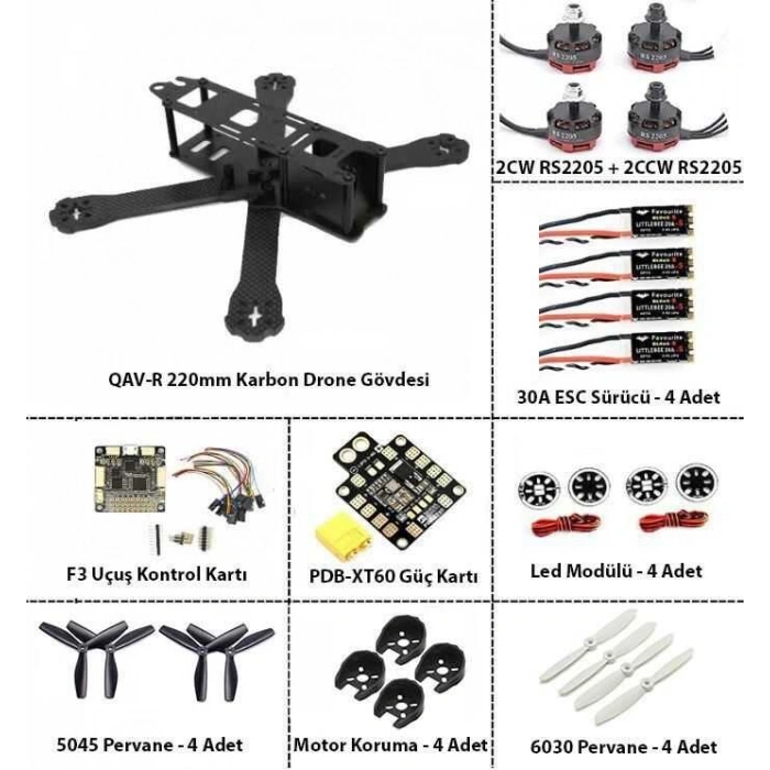 QAV-R 220 Karbon Fiber Drone Seti