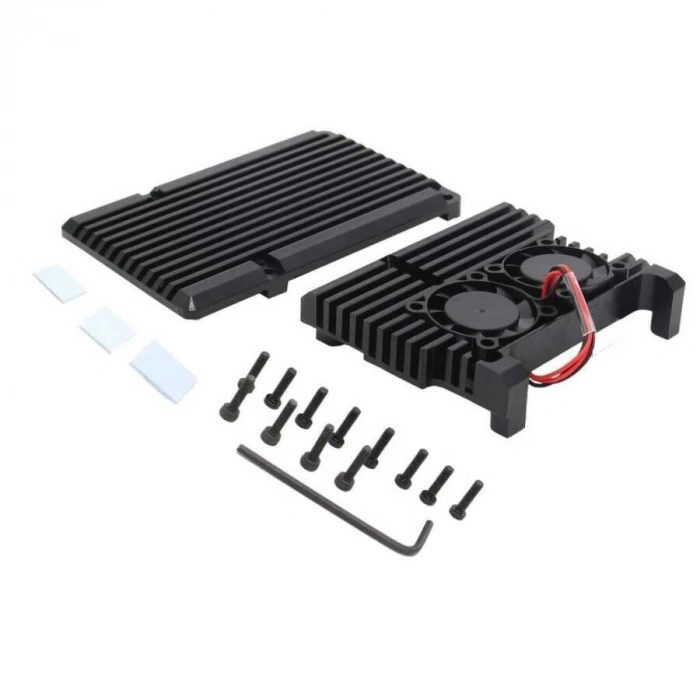 Raspberry Pi 4 Alüminyum Soğutucu Kasa - Çift Fanlı