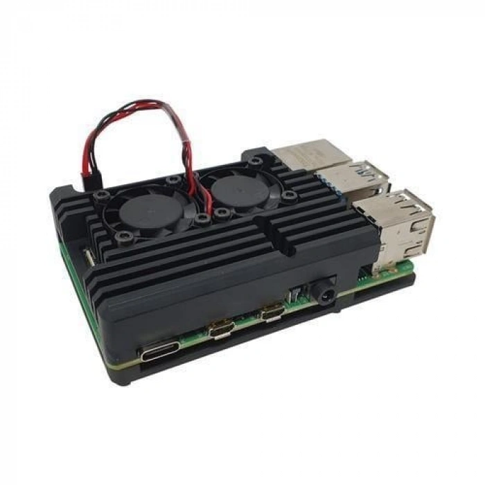 Raspberry Pi 4 Çift Fanlı Alüminyum Kasa Soğutucu
