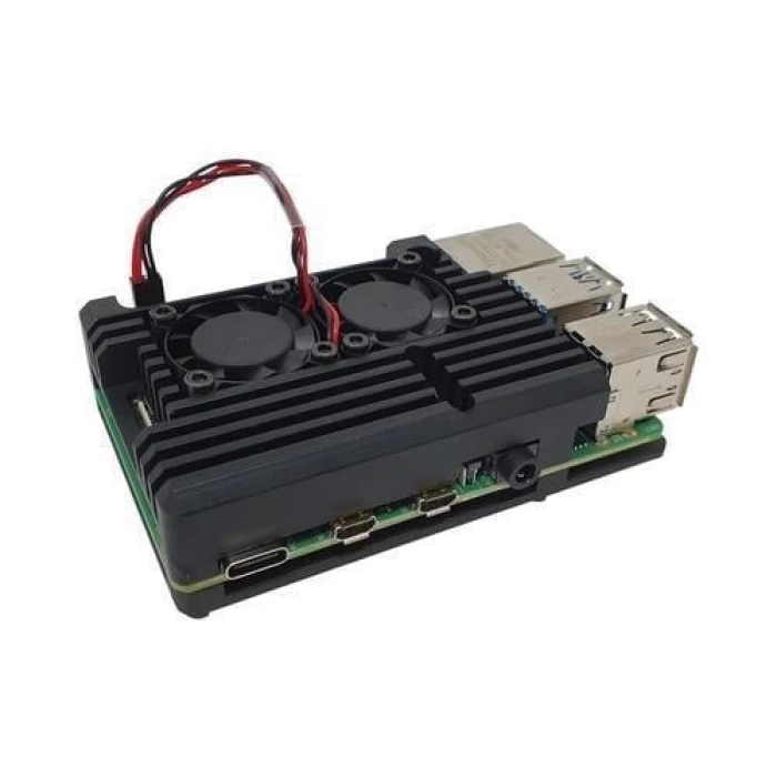 Raspberry Pi 4 Çift Fanlı Alüminyum Kasa Soğutucu