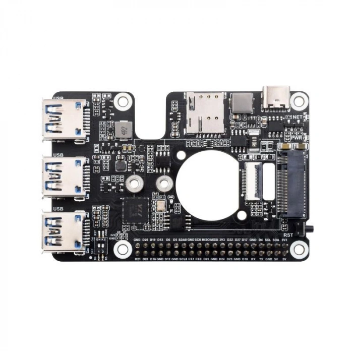 Raspberry Pi 5 için PCIe - M.2 4G/5G ve USB 3.2 HAT - Raspberry Pi 5 Uyumlu