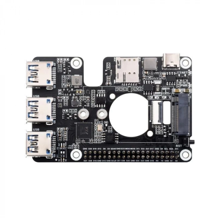 Raspberry Pi 5 için PCIe - M.2 4G/5G ve USB 3.2 HAT - Raspberry Pi 5 Uyumlu