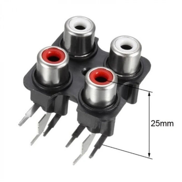 RC14 3.5mm İkili Stereo RCA Jack Dişi - PCB Tip