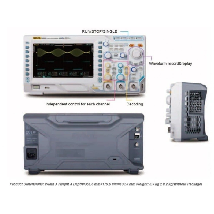 Rigol DS2202A 200MHz 2 Kanal 2GSa/s 56Mpts Dijital Osiloskop