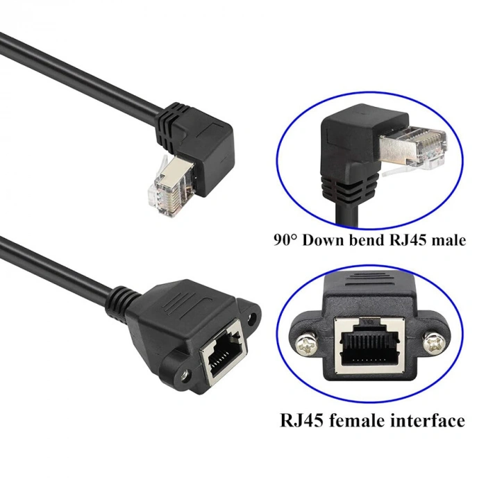 RJ45 Aşağı Açılı Panel Tipi Ethernet Uzatma Kablosu - 50cm
