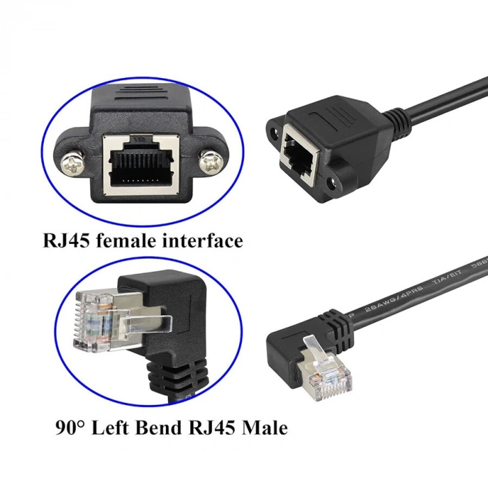 RJ45 Sol Açılı Panel Tipi Ethernet Uzatma Kablosu - 50cm