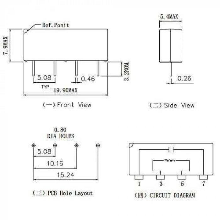 SIP-1A24 24V 1A Reed Röle - 4-Pin