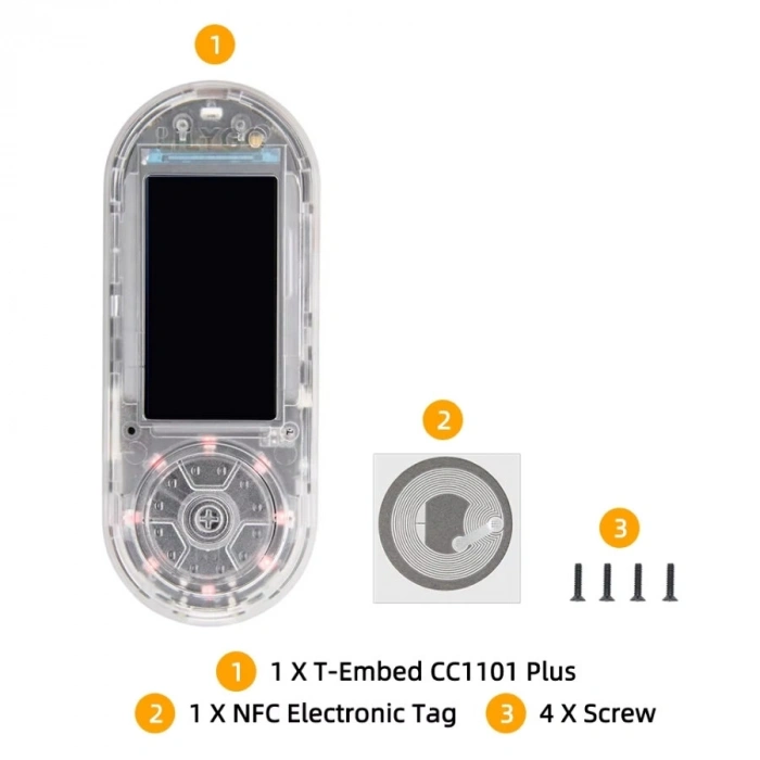 T-Embed CC1101 Plus ESP32-S3 Geliştirme Kartı - Şeffaf