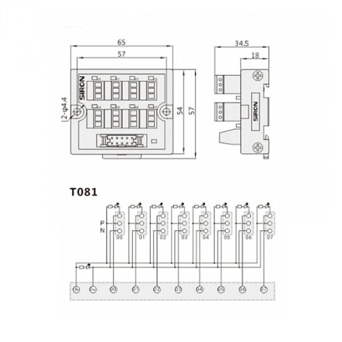 T081-T 24V 1A 8-Bit Giriş Ray Tipi Terminal Blok