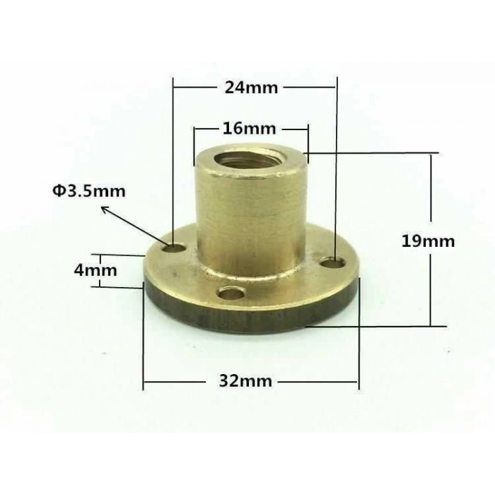 T10 Trapez Somun - Tek Başlangıçlı 10mm