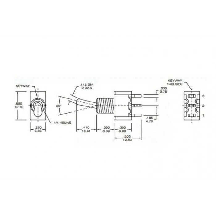 T80-T ON-ON 3-Pin Yaylı Toggle Switch