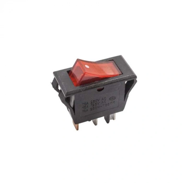 T85 Tekli Dar Işıklı On/Off Anahtar - Kırmızı