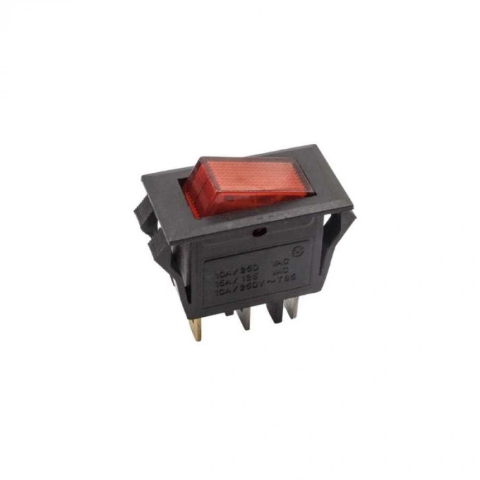 T85 Tekli Dar Işıklı On/Off Anahtar - Kırmızı