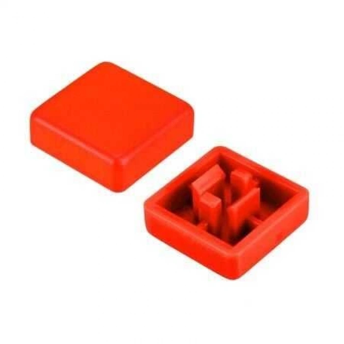 Tact Switch Kapağı Kare Kırmızı - 10x10x5mm