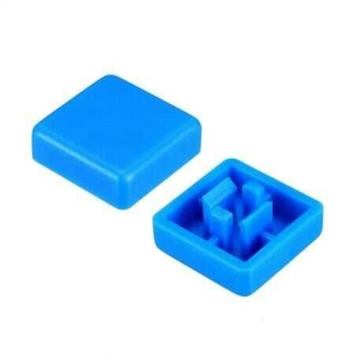 Tact Switch Kapağı Kare Mavi - 10x10x5mm
