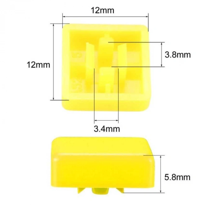 Tact Switch Kapağı Kare Sarı- 10x10x5mm
