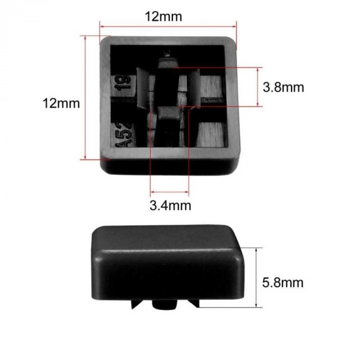 Tact Switch Kapağı Kare Siyah - 10x10x5mm