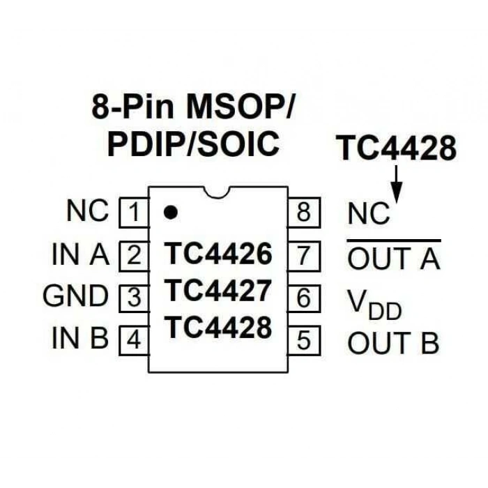 TC4428 DIP-8 Mosfet Sürücü Entegresi