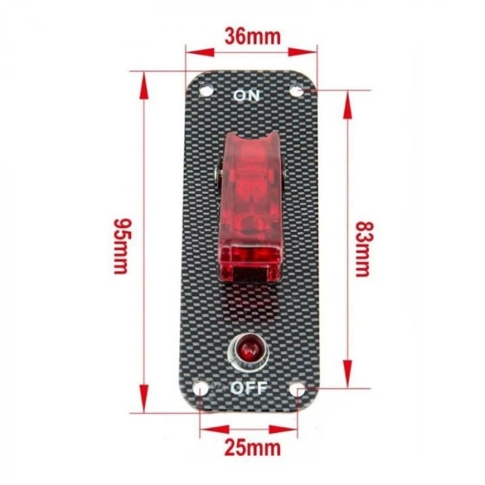 Tekli ON-OFF Toggle Switch Panel - Kırmızı