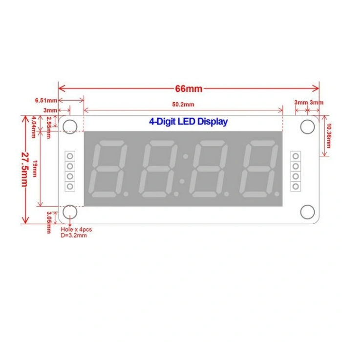 TM1637 4 Digit Led Display Saat Modülü - Kırmızı