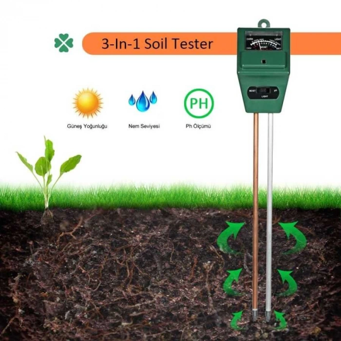 Toprak Nem ve Işık Şiddeti Ölçer - Ph Metre
