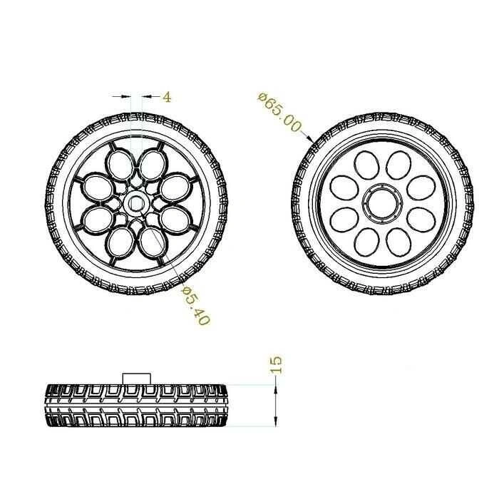 TT Sarı Motor Uyumlu 65mm Tekerlek