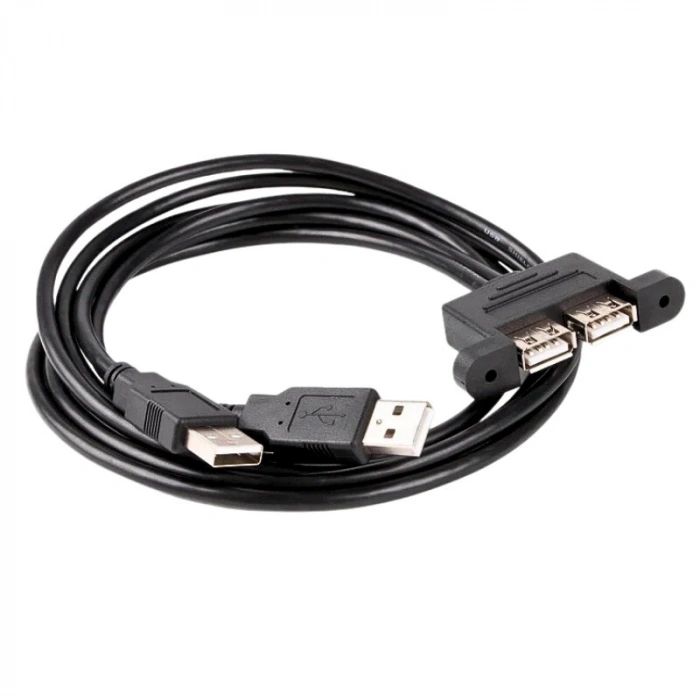 USB 2.0 2X Erkek-2X Dişi Panel Tipi Uzatma Kablosu - 50cm