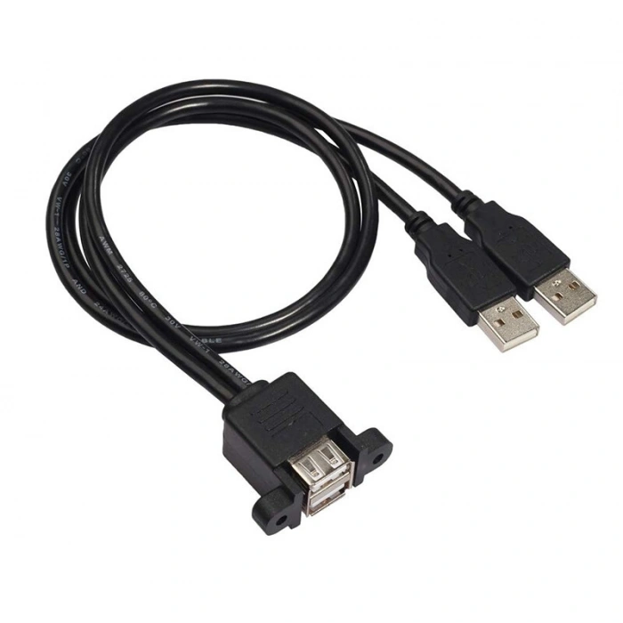 USB 2.0 Erkek-Dişi Çift USB Panel Tipi Uzatma Kablosu - 50cm