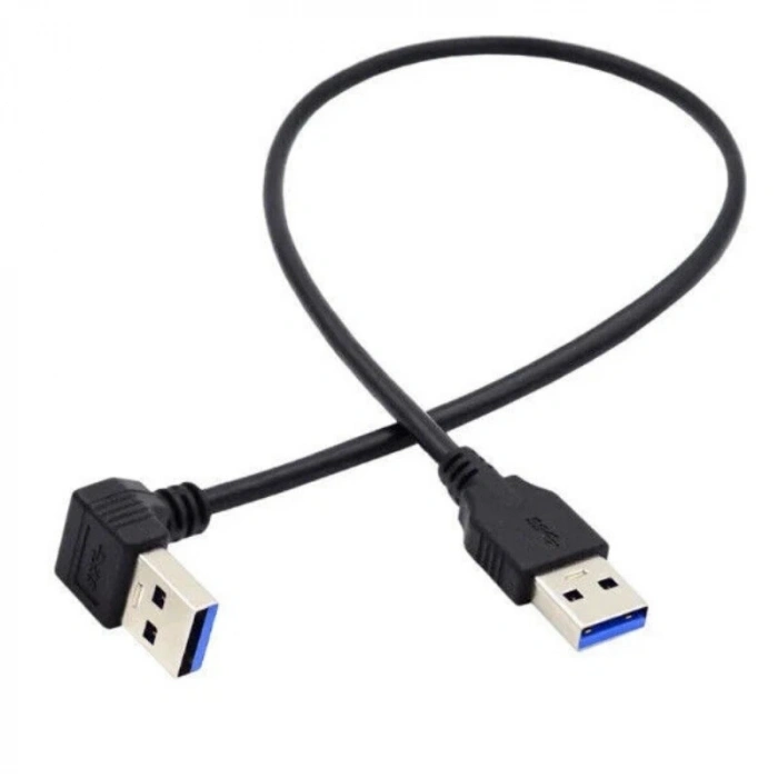USB 3.0 Erkek-Erkek Aşağı Açılı Data ve Şarj Kablosu - 50cm