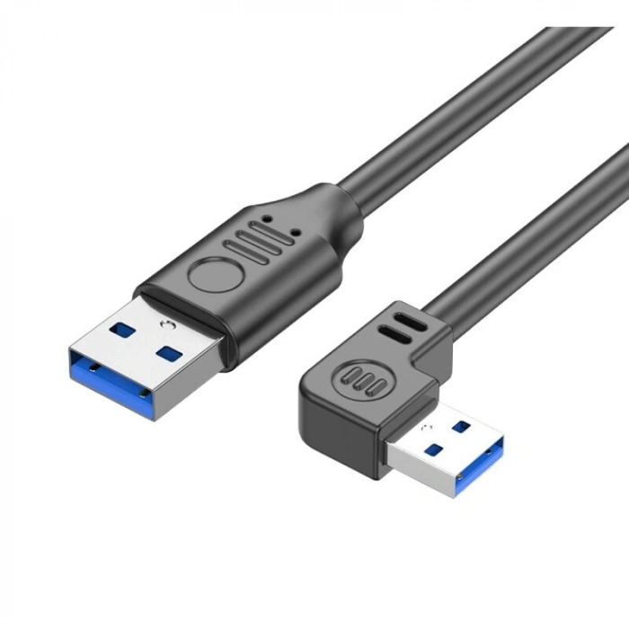 USB 3.0 Erkek-Erkek Sol Açılı Data ve Şarj Kablosu - 50cm