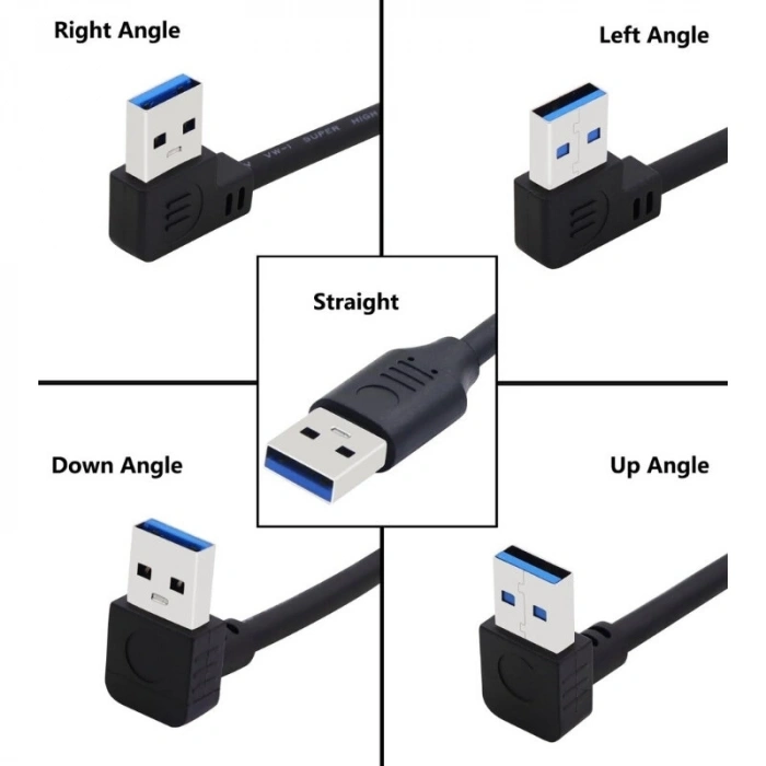 USB 3.0 Erkek-Erkek Yukarı Açılı Data ve Şarj Kablosu - 50cm