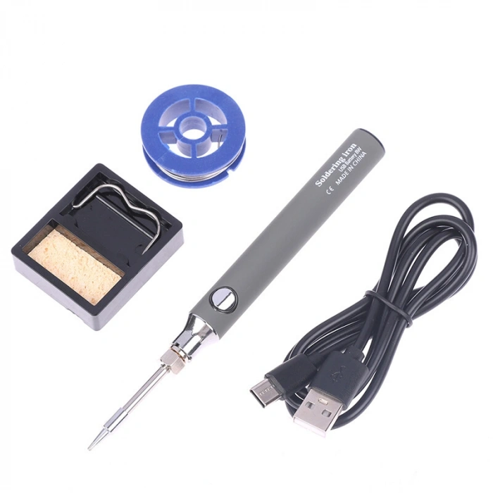 USB 5V 8W USB Gri Kalem Havya Seti - Sıcaklık Ayarlı Mod Seçimli